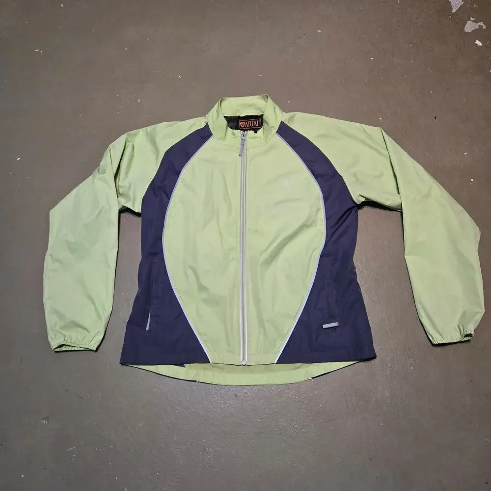 Ariat Full Zip Lightweight Long‎ Sleeve Vented Green Windbreaker Size Medium